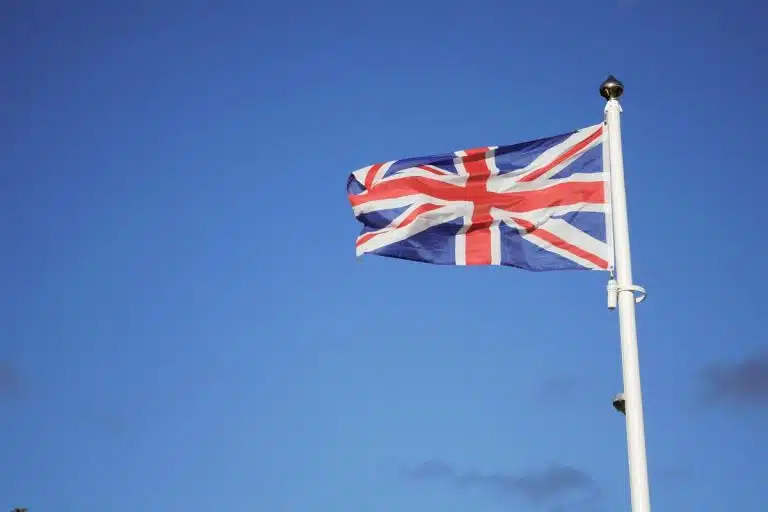 Bandeira do Reino Unido hasteada