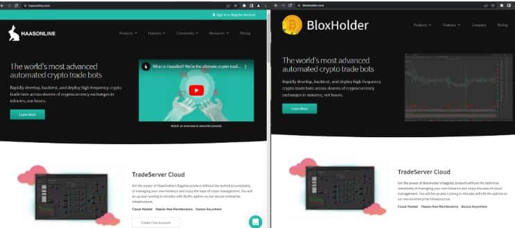 O site legítimo (à esquerda) e o clone (à direita)