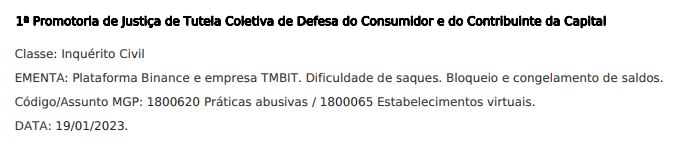 Binance MP inquerito
