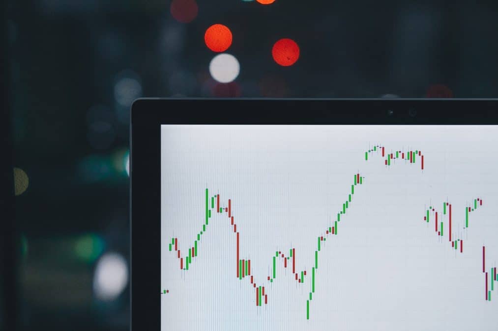 Gráfico de preços em tela de computados