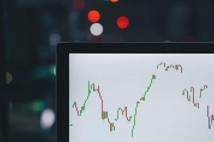Gráfico de preços em tela de computados