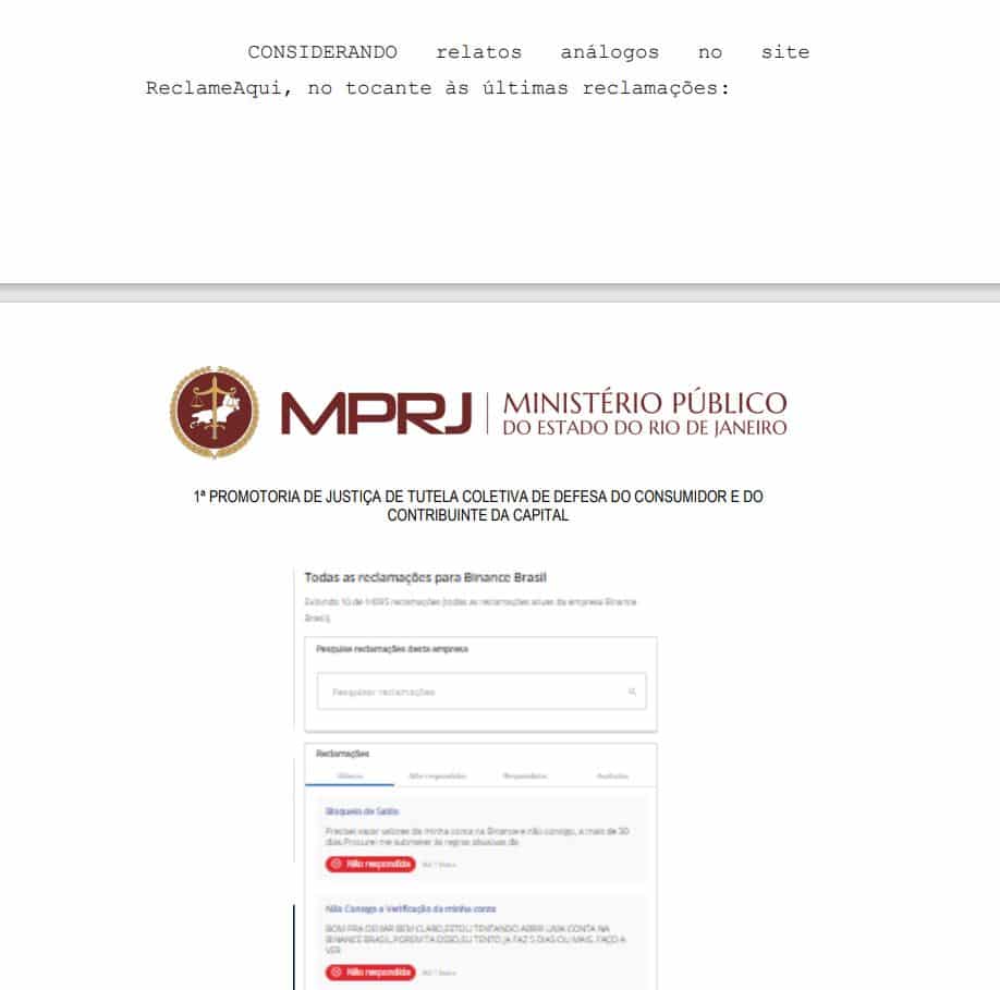 Ministerio Publico Binance bloqueio contas