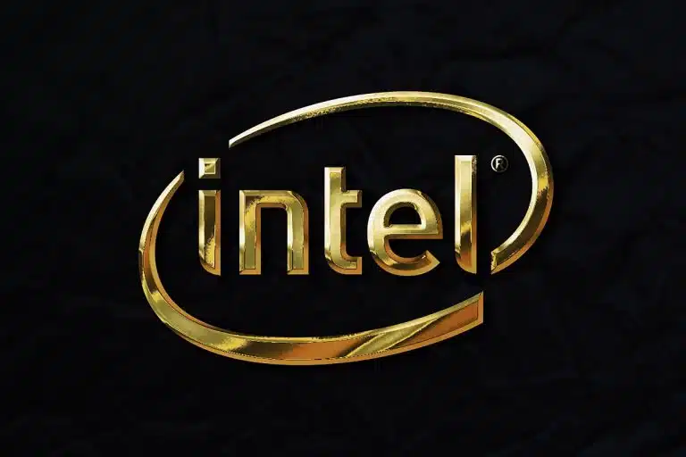 Marca da Intel com símbolo em dourado