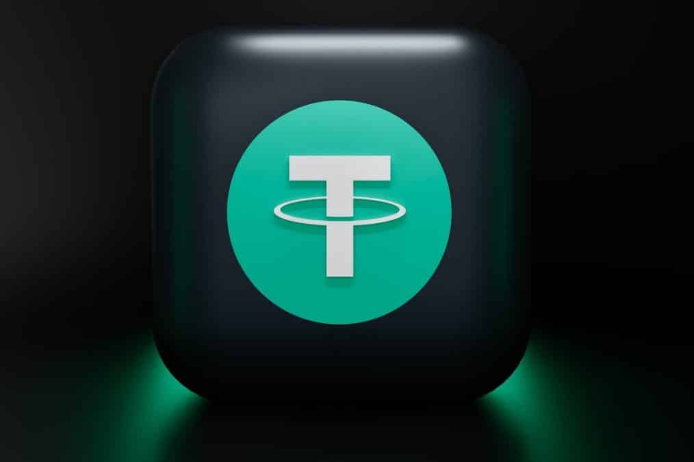 Stablecoin Tether USDT em caixa preta