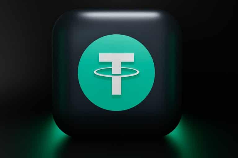 Stablecoin Tether USDT em caixa preta