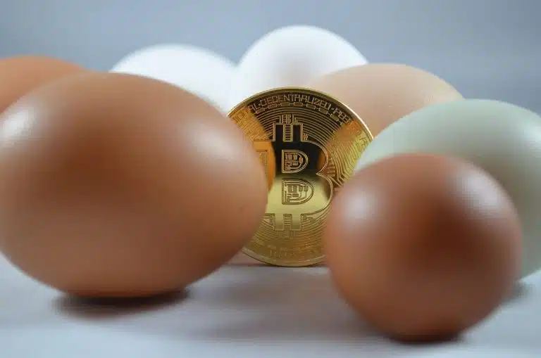 ovos e moeda de bitcoin