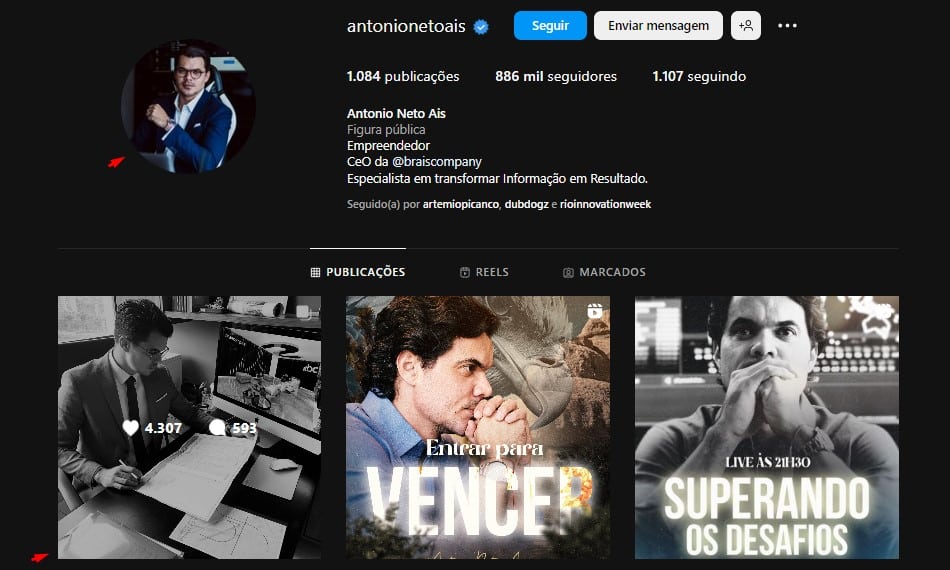 Fundador da Braiscompany fez última publicação há seis dias e não tem divulgado stories em seu perfil do Instagram