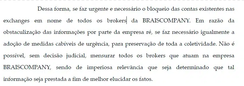 Investigação pede punição a brokers da Braiscompany