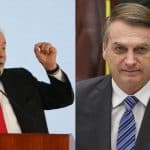 Lula na esquerda e Bolsonaro na direita da imagem