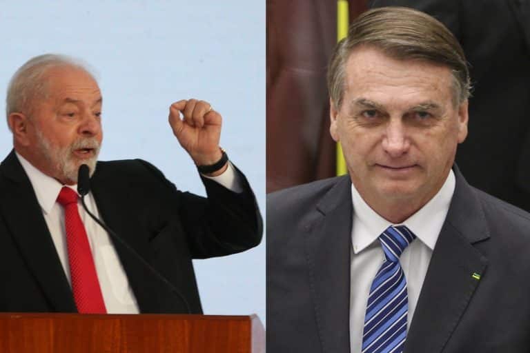 Lula na esquerda e Bolsonaro na direita da imagem