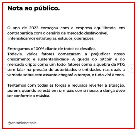 Note au public par Antônio Neto