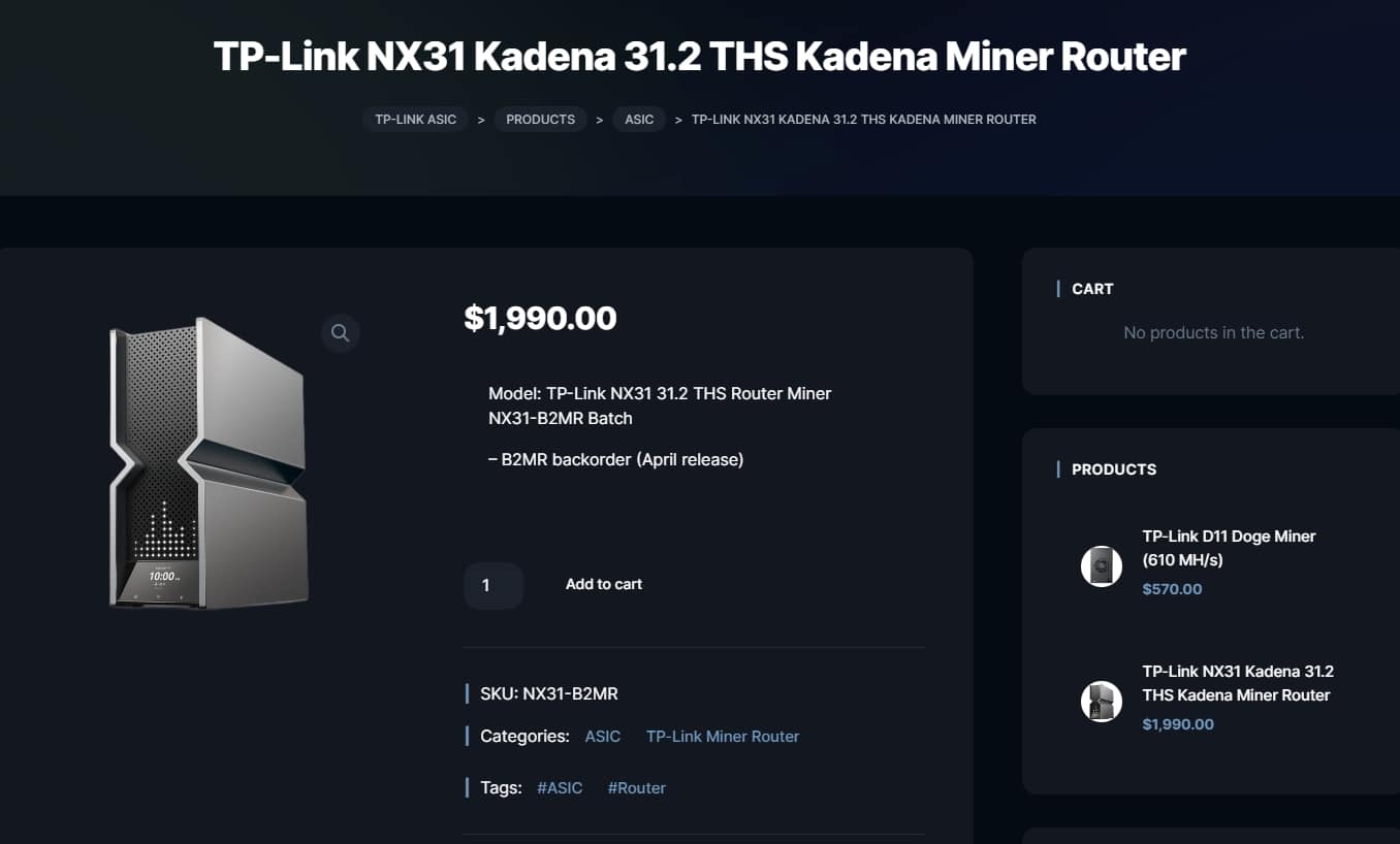 TP Link mineração criptomoedas