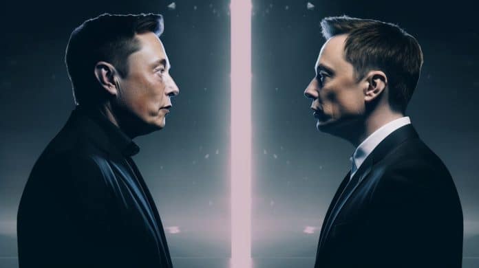 Dois Elon Musk. Midjourney.