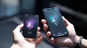 Ethereum em smartphone. Midjourney.