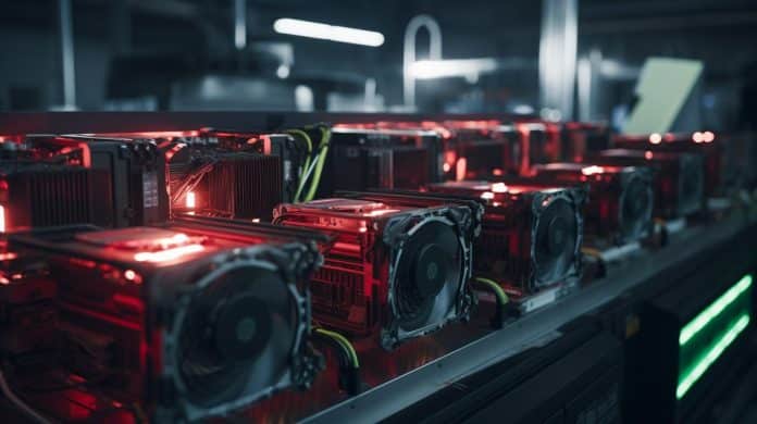 Equipamento de mineração de Bitcoin. Midjourney.
