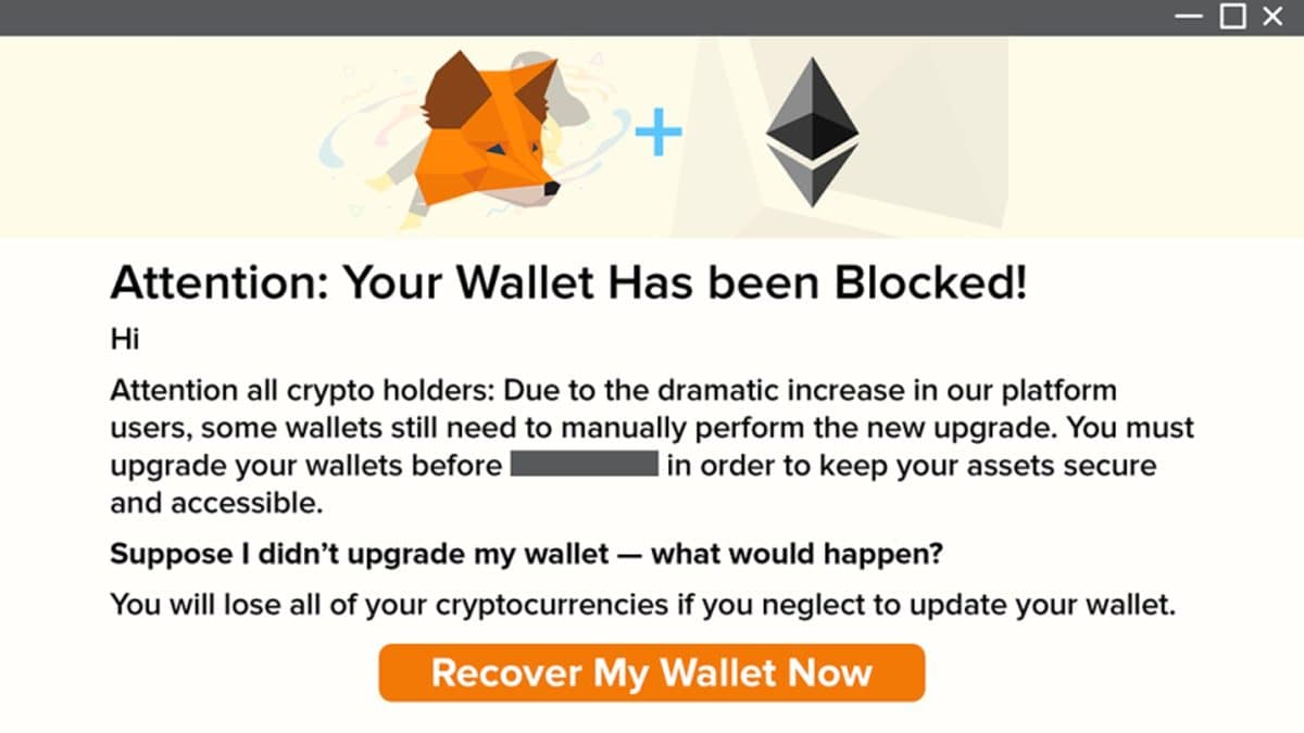 E-mail alerta usuários que suas carteiras MetaMask estão bloqueadas
