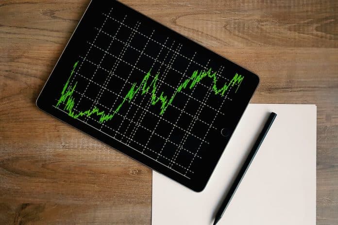 Gráfico de alta em tablet