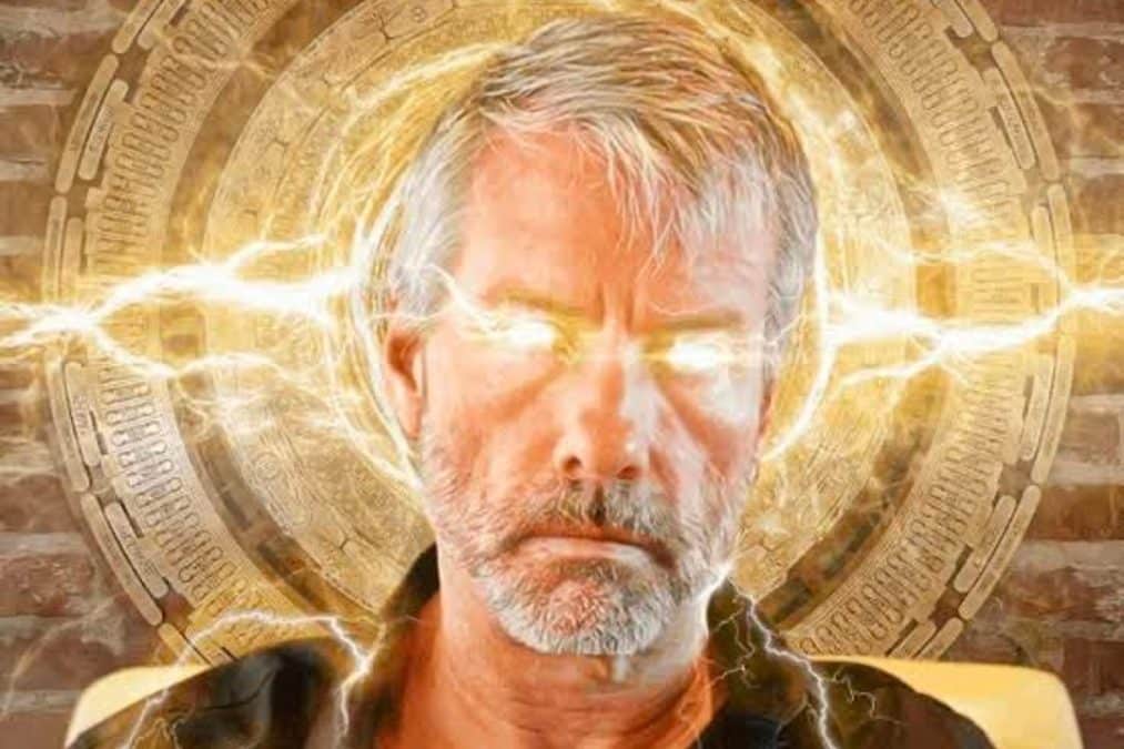 Michael Saylor com olhos de relâmpago