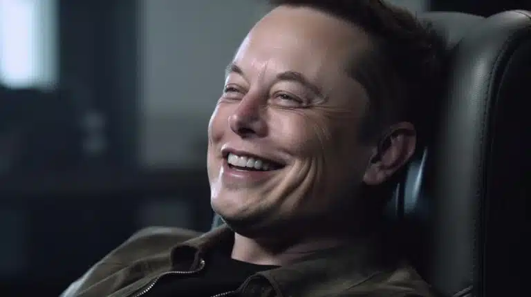 Elon Musk dando risada. Midjourney.