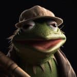 Pepe segurando um taco de baseball. Midjourney.