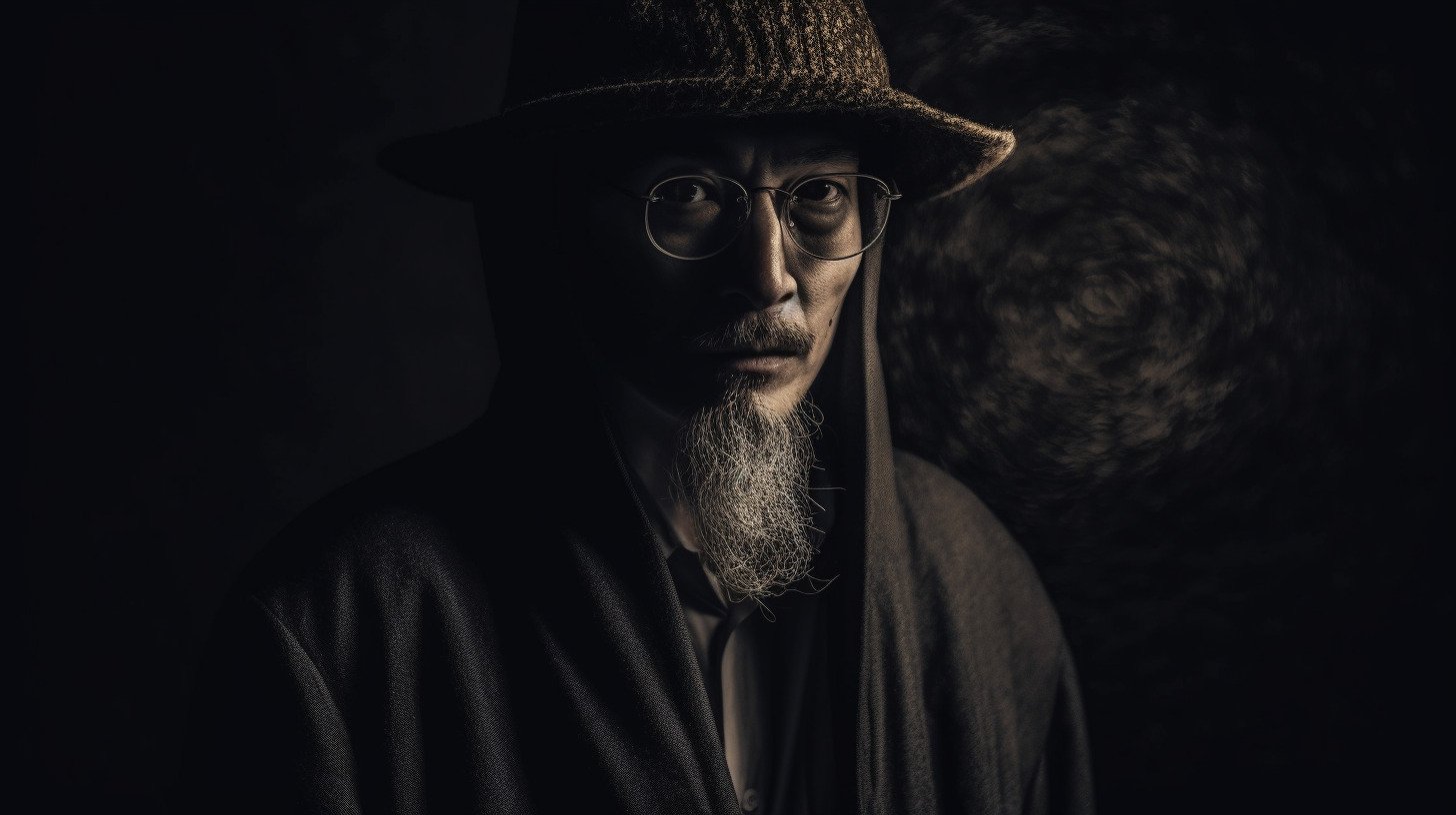 Retrato de Satoshi Nakamoto. Midjourney.