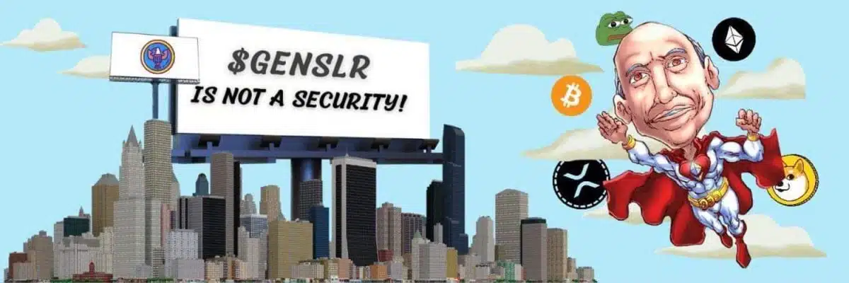 Capa da memecoin Good Gensler (GENSLR) no Twitter.