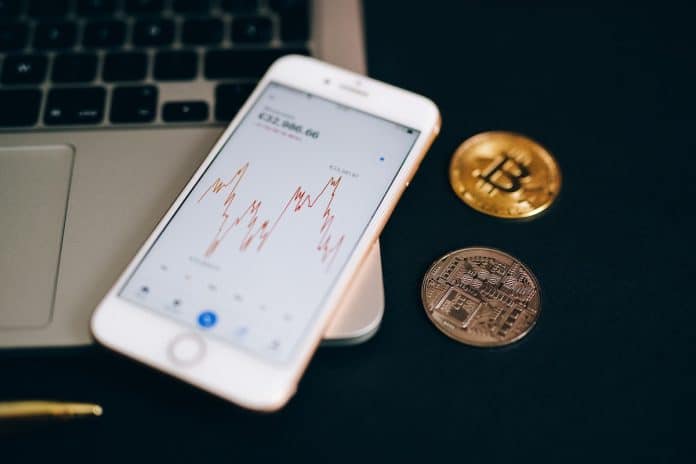 Aplicativo com gráfico de preços próximo ao bitcoin
