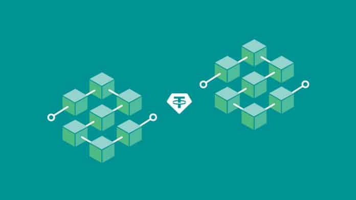 Blockchains próximas de símbolo da Tether USDT