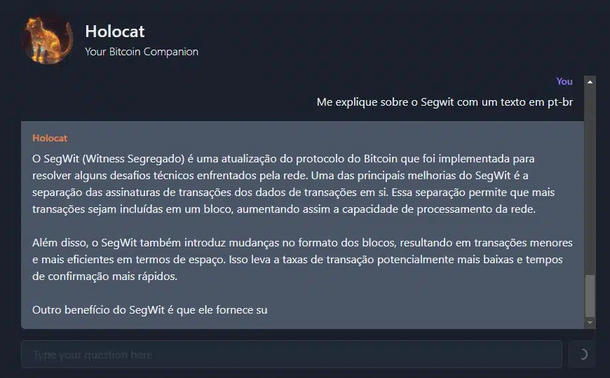 ChatBTC responde dúvidas sobre o bitcoin em idioma português