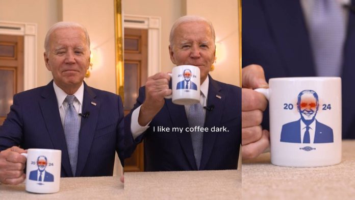 Joe Biden com olhos a laser. Reprodução.
