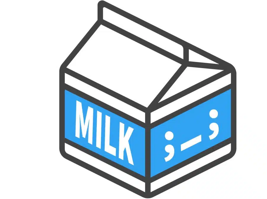 Caixa de leite com um emoji triste, representando o nome da vulnerabilidade, Milk Sad. Fonte: Reprodução.