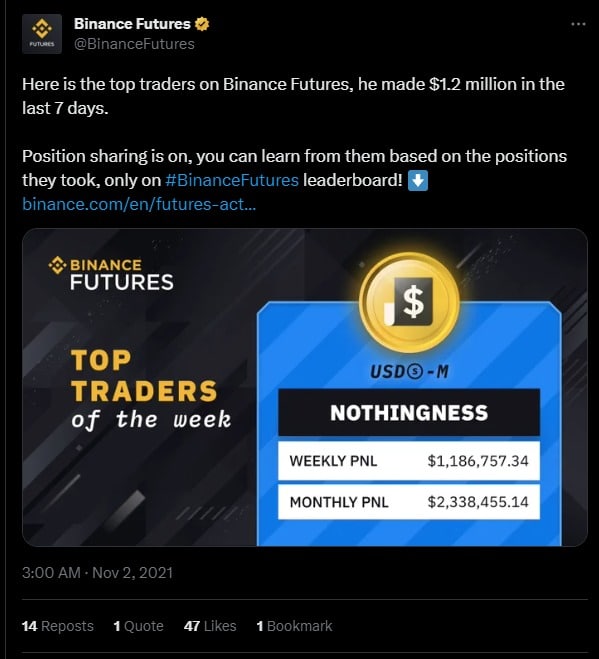 Nothing, dear trader on Binance.