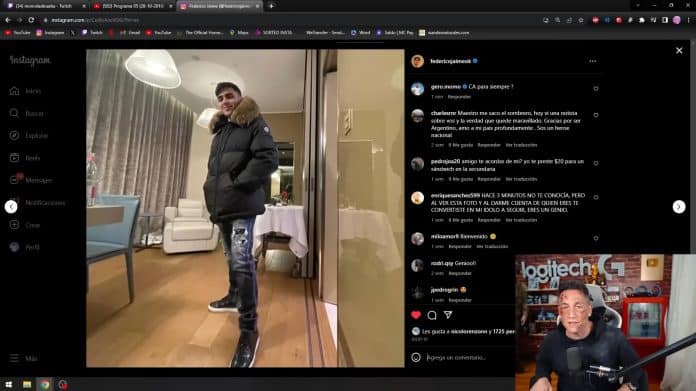Youtuber visitando perfil de hacker que doou US$ 4.000 para sua live. Fonte: YouTube/Reprodução.