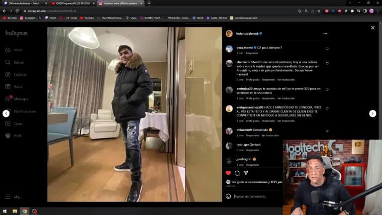 Youtuber visitando perfil de hacker que doou US$ 4.000 para sua live. Fonte: YouTube/Reprodução.
