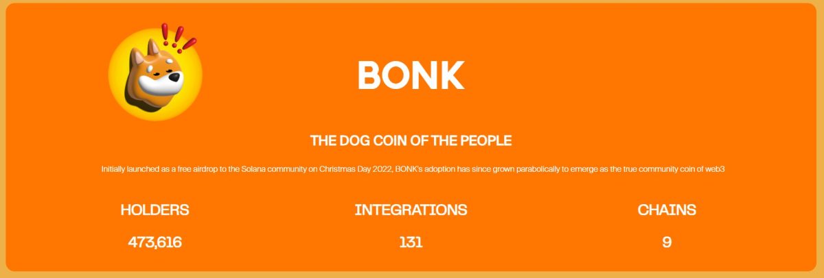 Site da Bonk (1000BONK) mostrando alguns dados sobre o projeto. Reprodução.
