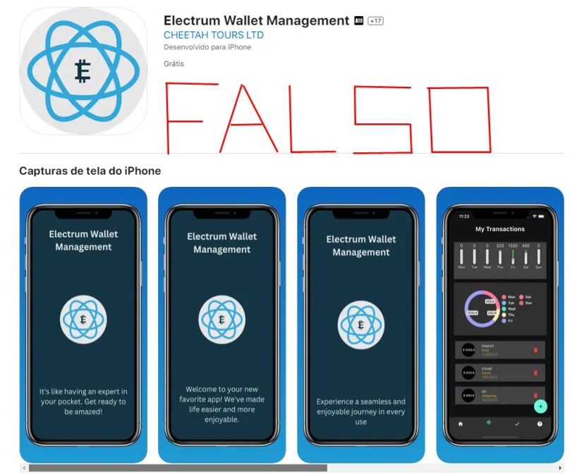 Carteira falsa da Electrum na App Store da Apple roubando bitcoin de suas vítimas.