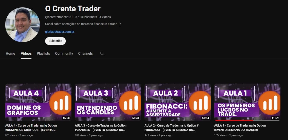 O Crente Trader, canal de Mário Borges, no YouTube.