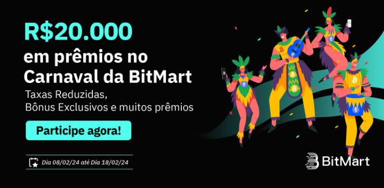 Corretora de criptomoedas BitMart lança campanha de carnaval com prêmios de até R$20.000