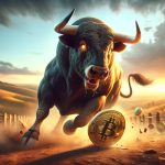 Touro corre atrás de Bitcoin (Imagem gerada por AI)