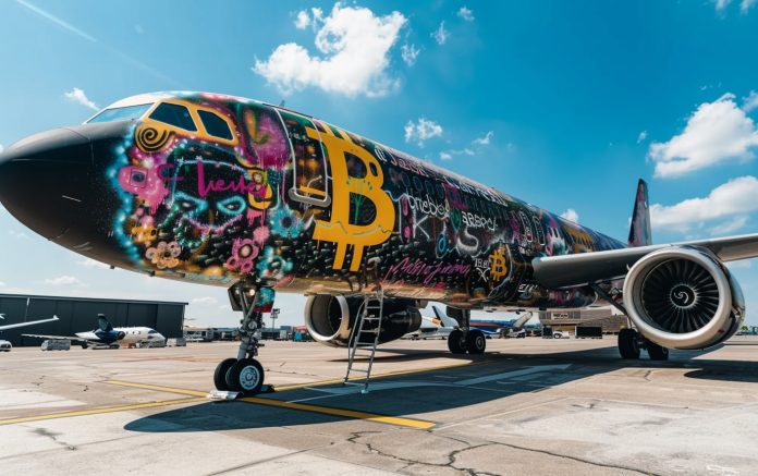Avião Bitcoin (Imagem gerada por AI)