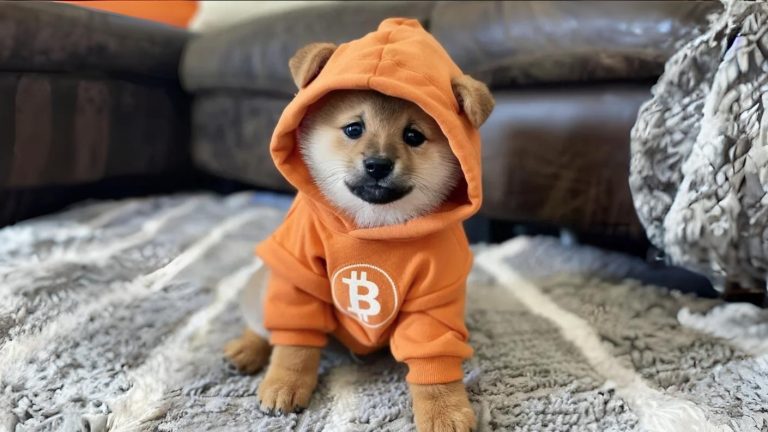 Mascote da memecoin DOG•GO•TO•THE•MOON (DOG) criada no Bitcoin. Fonte: Reprodução/edição com IA.