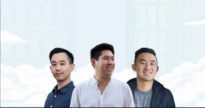 Co-fundadores da Plume, Eugene Shen, Chris Yin e Teddy Pornprinya (Plume)