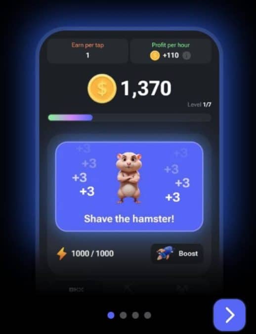Hamster Kombat, jogo que está em tendência no Telegram. Fonte: Reprodução.
