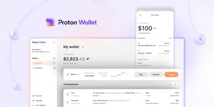 Carteira de bitcoin lançada pela Proton, empresa de privacidade na internet