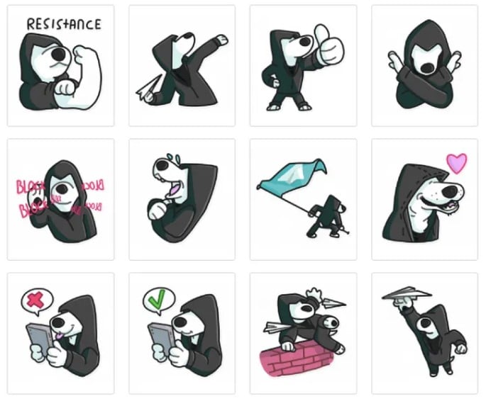 Cachorro desenhado por Pavel Durov se tornou um mascote não-oficial do Telegram. Fonte: DRFLabs/Reprodução.
