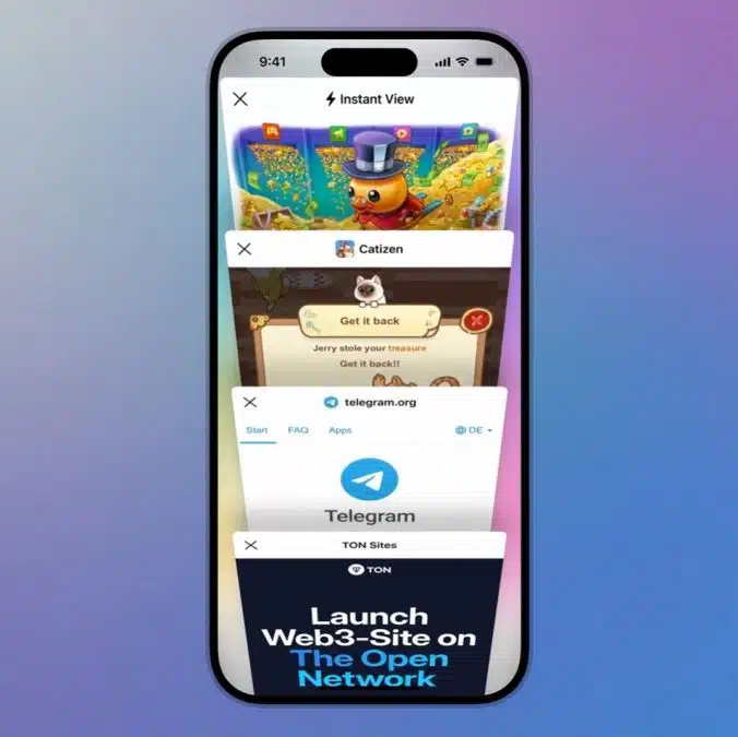 Navegador nativo do Telegram passa a abrir sites com domínio .ton, da Toncoin. Fonte: Telegram/Reprodução.