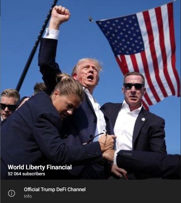 Canal da World Liberty Financial, de Donald Trump, no Telegram, já conta com mais de 52 mil membros. Fonte: Reprodução.