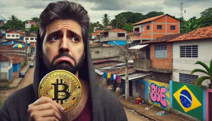 Comerciante de Bitcoin triste no Brasil