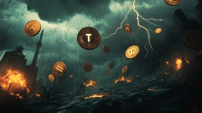 Tether colapso (imagem: (MidJourney Livecoins)