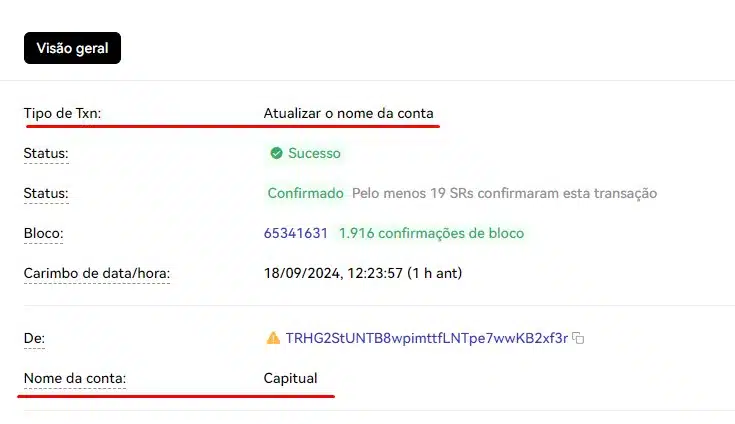 Mudança de nome em carteira aponta que endereço pertence ao Capitual.